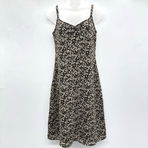 VTG 2003 Y2K Old Navy Dark Floral Midi Slip Dress Sz 2 Black Brown Whimsigoth